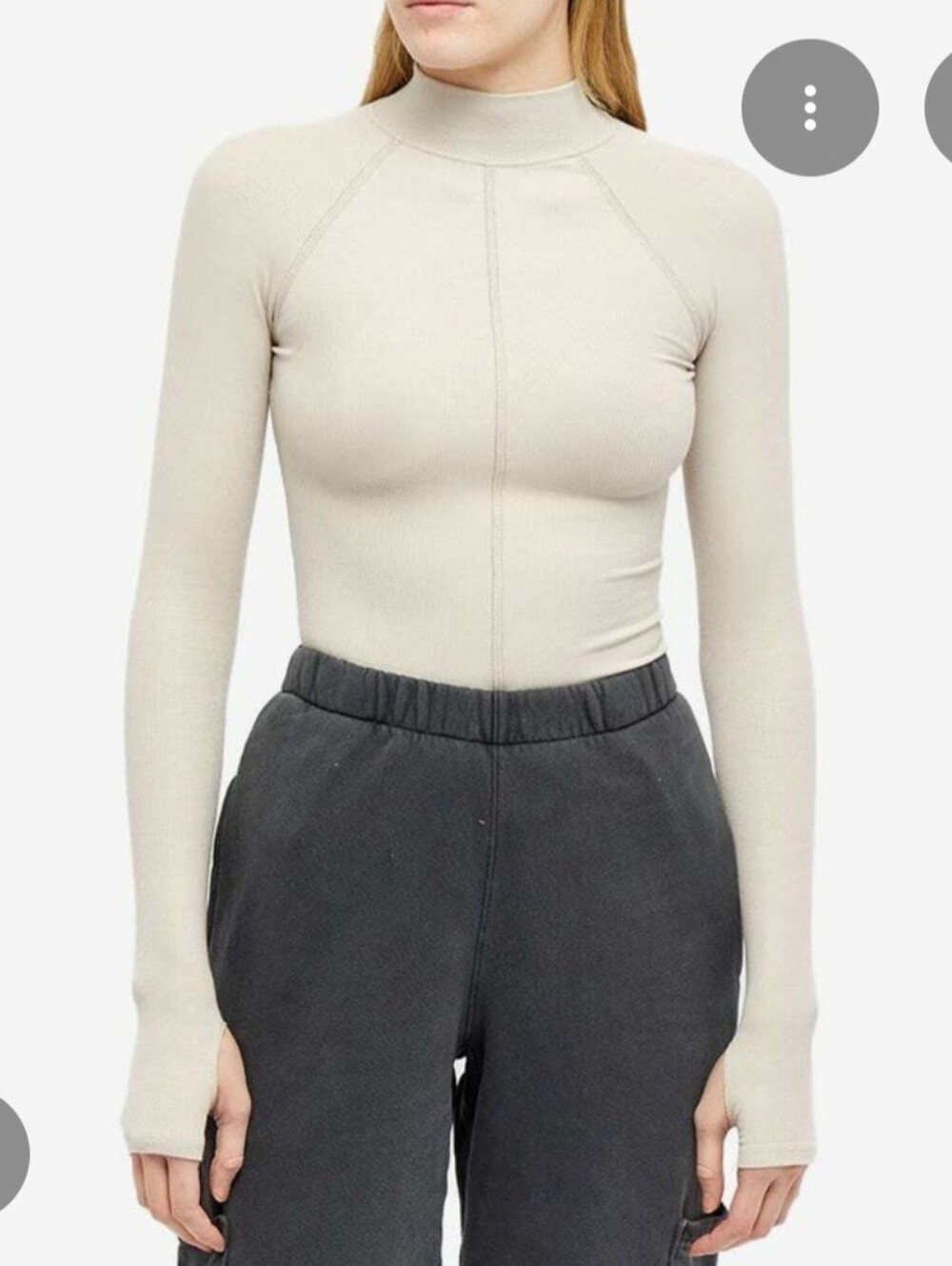 Joah Brown Ribbed Mock Neck Long-Sleeve Top S/M - Picture 2 of 6